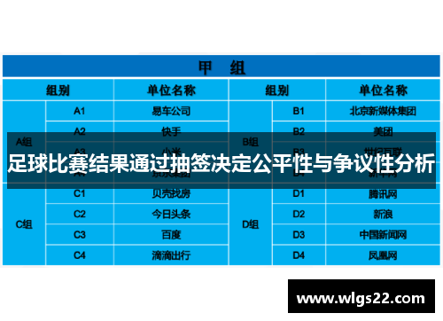 足球比赛结果通过抽签决定公平性与争议性分析